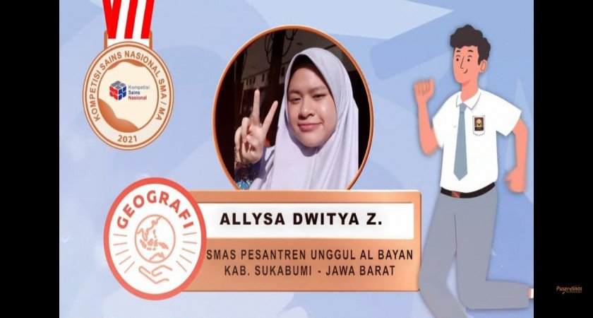 Tradi Juara Terus Berlanjut, Allysia Dwitya Zafira Sabet Medali Perunggu KSN 2021 Bidang Geografi